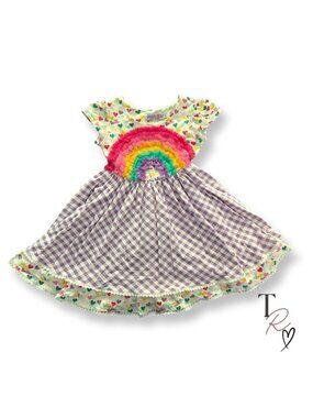 Girl August Rainbow Heart Gingham Fit & Flare Dress Big Girls Size 7